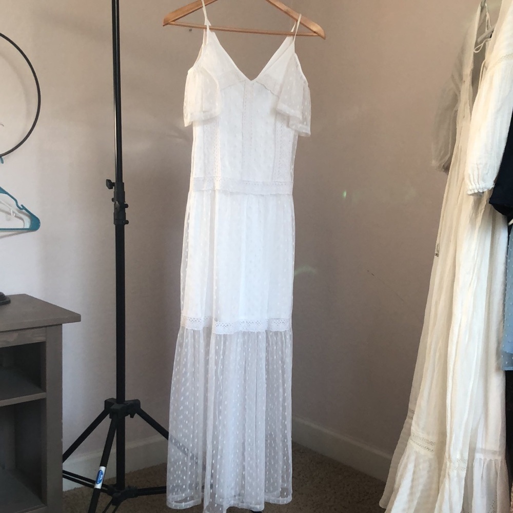 NWT White Swiss Dot off the shoulder bohemian dress XS